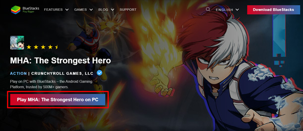 Como Instalar My Hero Academia: The Strongest Hero no PC com BlueStacks